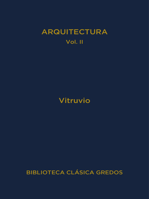 Title details for Arquitectura II by Marco Vitruvio Polión - Available